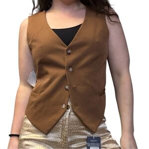 A. Byer Brown Button-Up Vest Size Large Retro Y2K 2000s Style